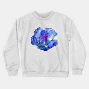 Watercolor peonies pink spring girly blue Crewneck Sweatshirt